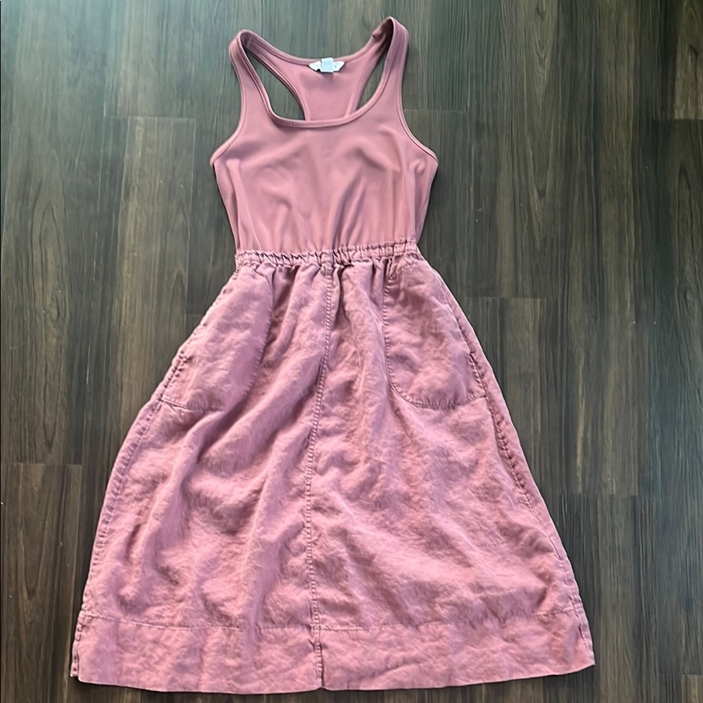 Athleta Dusty Pink Racerback A-line Midi Sundress with Pockets!
